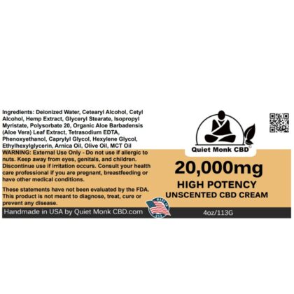 20000 mg CBD Cream Natural Ingredients
