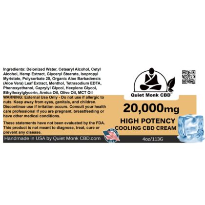 CBD Cream 20000 mg Cooling Ingredients
