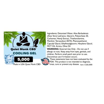 cbd cooling gel label of ingredients