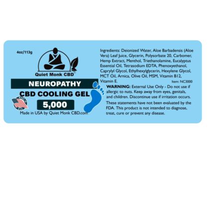 cbd cooling neuropathy gel label of ingredients