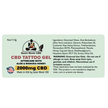 cbd tattoo gel label of ingredients