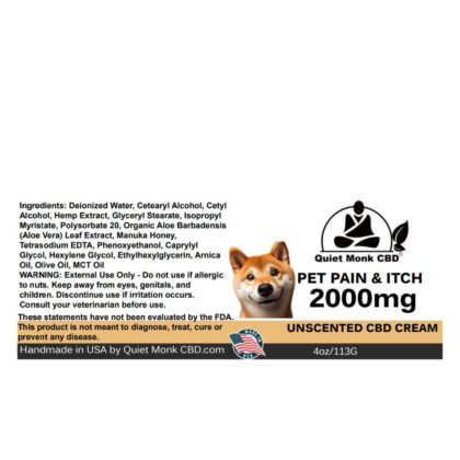 dog cbd cream ingredients label