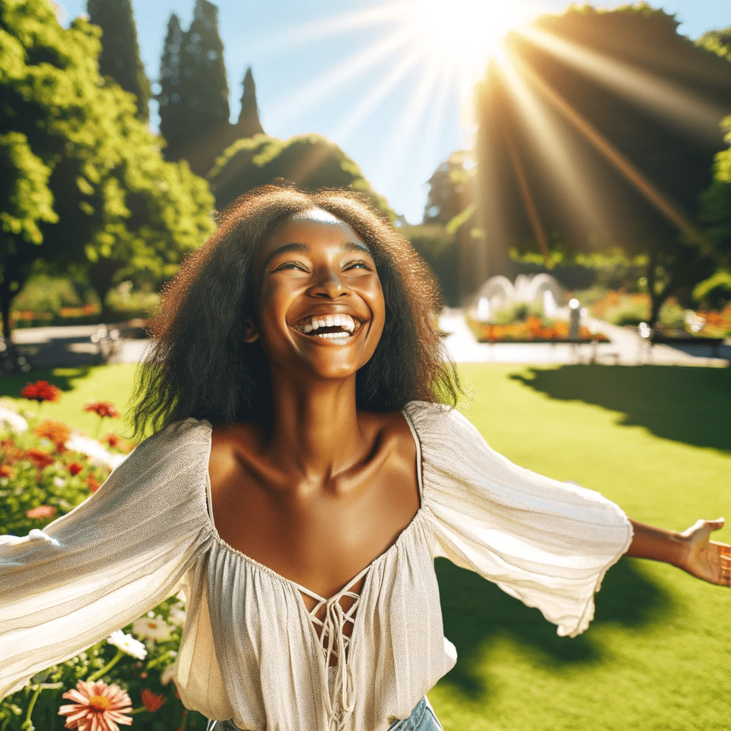 joyful person basking in the sunshine