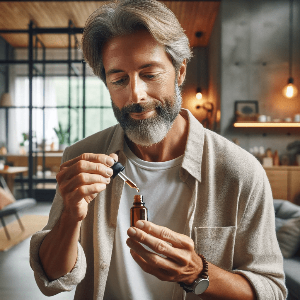 man taking cbd oil