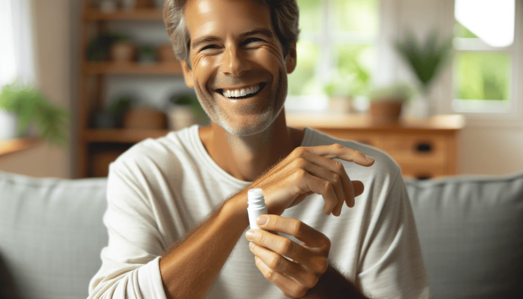 applying CBD roll-on gel