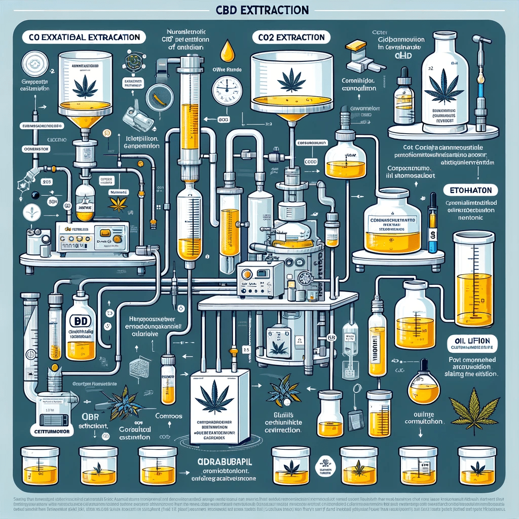 educational illustration various CBD extraction methods