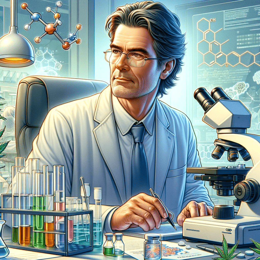 illustration of Dr. Lumir Hanus renowned figure in CBD research