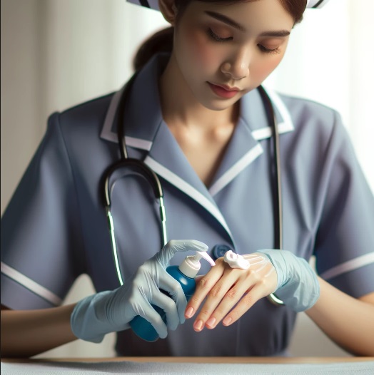 nurse applying best hand lotion