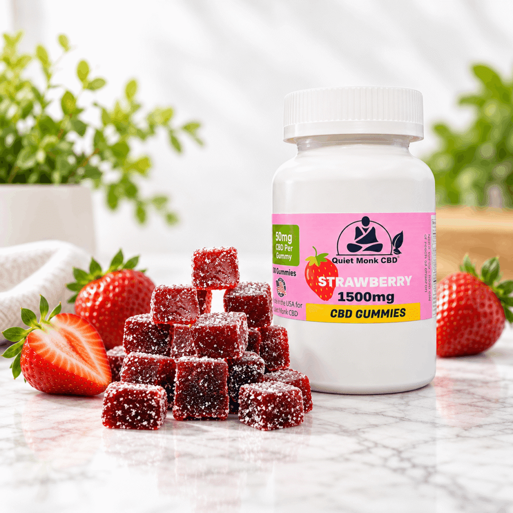 Quiet Monk 1500mg strawberry CBD gummies